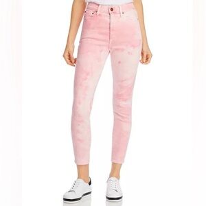 Alice + Olivia Crystal Cloud Tie Dye High Rise Skinny Jeans Pink Size 28